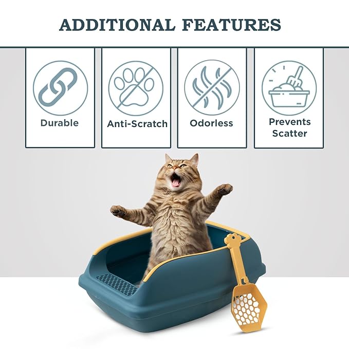 Premium Cat Litter Box Rim Tray with Scooper