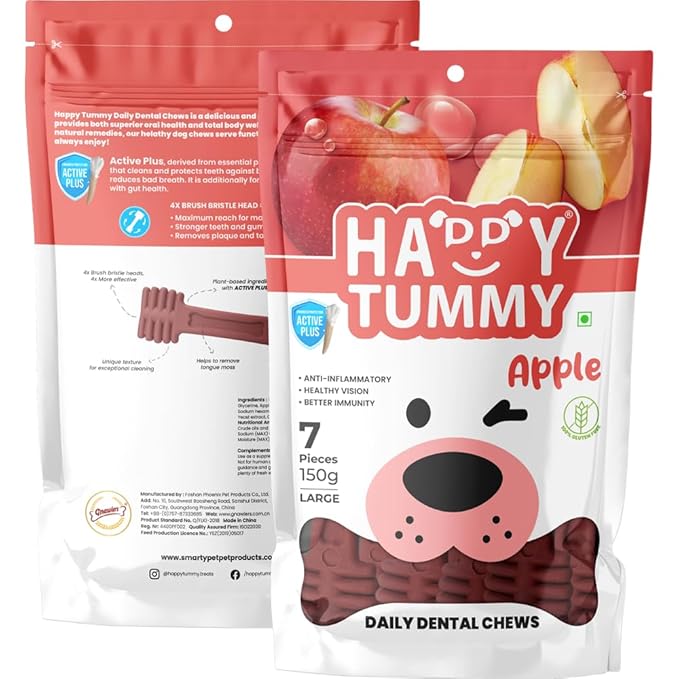 Happy Tummy Bone Treats For Medium to Large Dogs 21 Piece Apple Flavor | 150G Pack |`