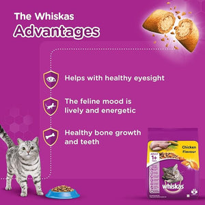 Whiskas Adult Dry Cat Food, Chicken Flavour, 1.2kg Pack