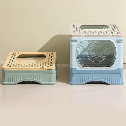 Cat Litter Box with Odor Control Door, Foldable  - 48.5L x 34W x 34H CM