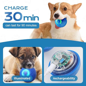 Automatic Rolling Smart LED Bouncing Ball for Cats and Small to Medium Dogs Rechargeable Interactive Vibrating, 2 Modes, Obstacle Avoiding Cat Chasing Silicone Toy