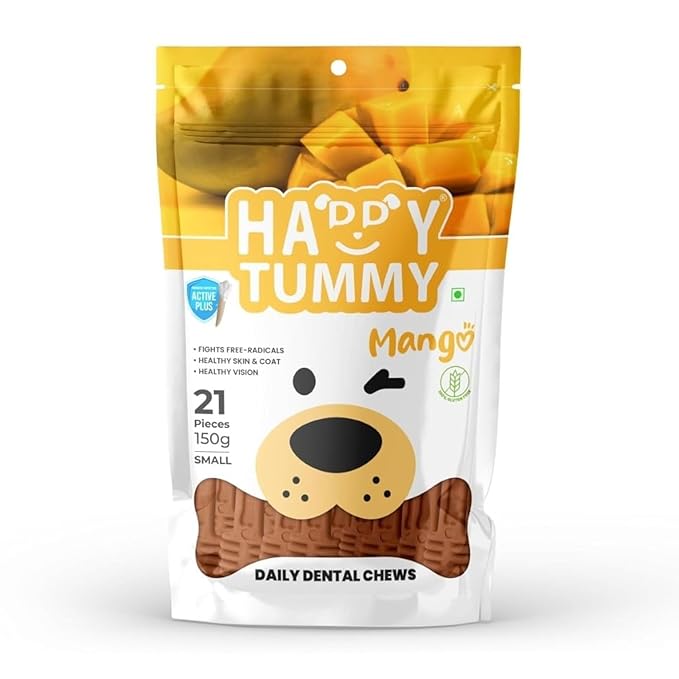 Happy Tummy Bone Treats For Medium & Large Dogs 21 Pieces, Mango Flavor | 150G Pack