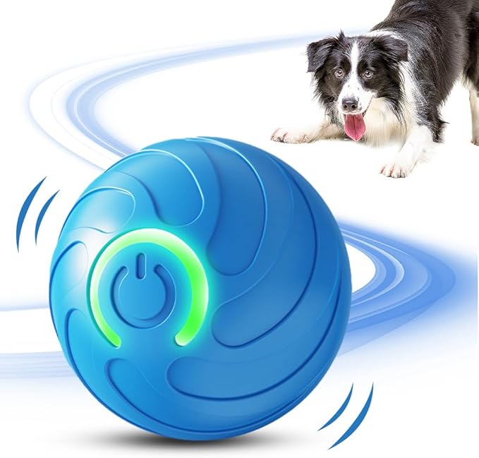 Automatic Rolling Smart LED Bouncing Ball for Cats and Small to Medium Dogs Rechargeable Interactive Vibrating, 2 Modes, Obstacle Avoiding Cat Chasing Silicone Toy
