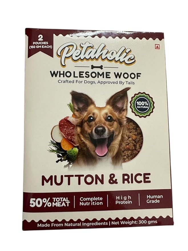 Petaholic Premium Mutton Biryani | Mutton & rice Meal For Dogs | 300G Pack Of 2|
