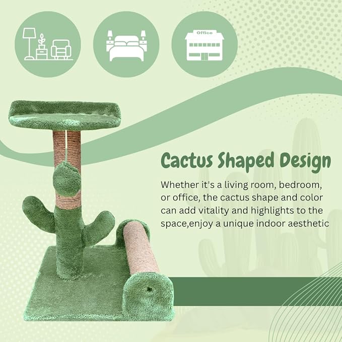 Petstreet Soft Fur Fabric Activity Dual Jute Rope Scratching Post Cat Tree for Kittens & Cats (Height 16 Inch)