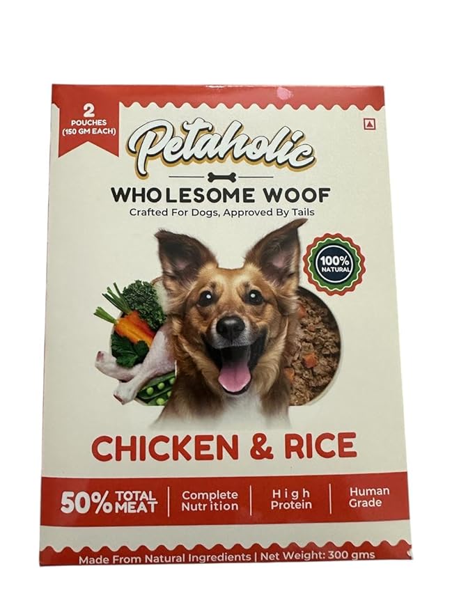 Petaholic Premium Chicken Biryani | Chicken & Rice Meal For Dogs 300G | Pack Of 2