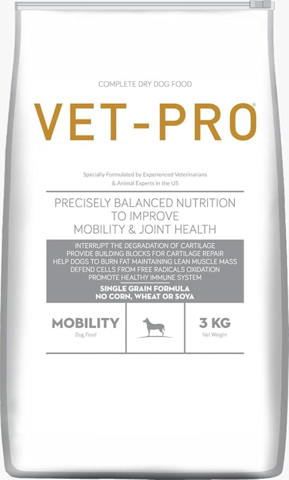 Vet-Pro Mobility Adult Dog Food Chicken 3kg | Joint Support & Healthy Nutrition | Glucosamine & Chondroitin Enriched Dry Dog Food