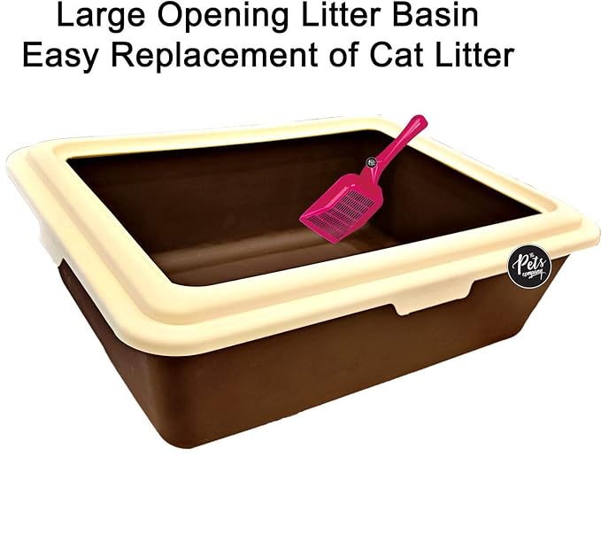 Cat Litter Box Tray with Free Scooper ( Color May Vary )