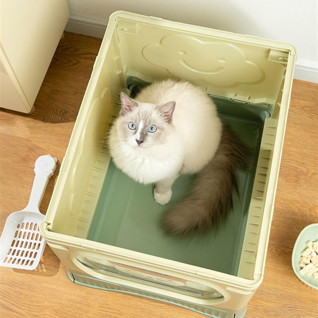 Cat Litter Box with Odor Control Door, Foldable  - 48.5L x 34W x 34H CM