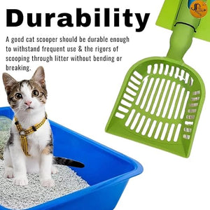 Sage Square Convenient Cat Litter Scooper with Built-in Poop Bag Dispenser - A Clean and Hygienic Solution for Your Feline's Litter Box, Long Handle, Deep Shovel, Poop Sifting, Kitten Pooper Lifter