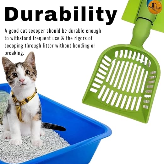 Sage Square Convenient Cat Litter Scooper with Built-in Poop Bag Dispenser - A Clean and Hygienic Solution for Your Feline's Litter Box, Long Handle, Deep Shovel, Poop Sifting, Kitten Pooper Lifter