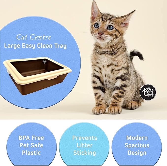 Cat Litter Box Tray with Free Scooper ( Color May Vary )