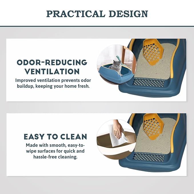 Premium Cat Litter Box Rim Tray with Scooper