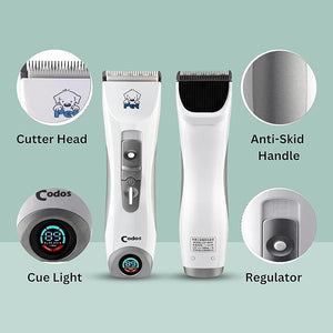 Petstreet Codos CP-9600 Professional LCD Screen Pet Dog/Cat Clipper Electrical Grooming Hair Trimmer Rechargeable Haircut Machine (CP-9600)