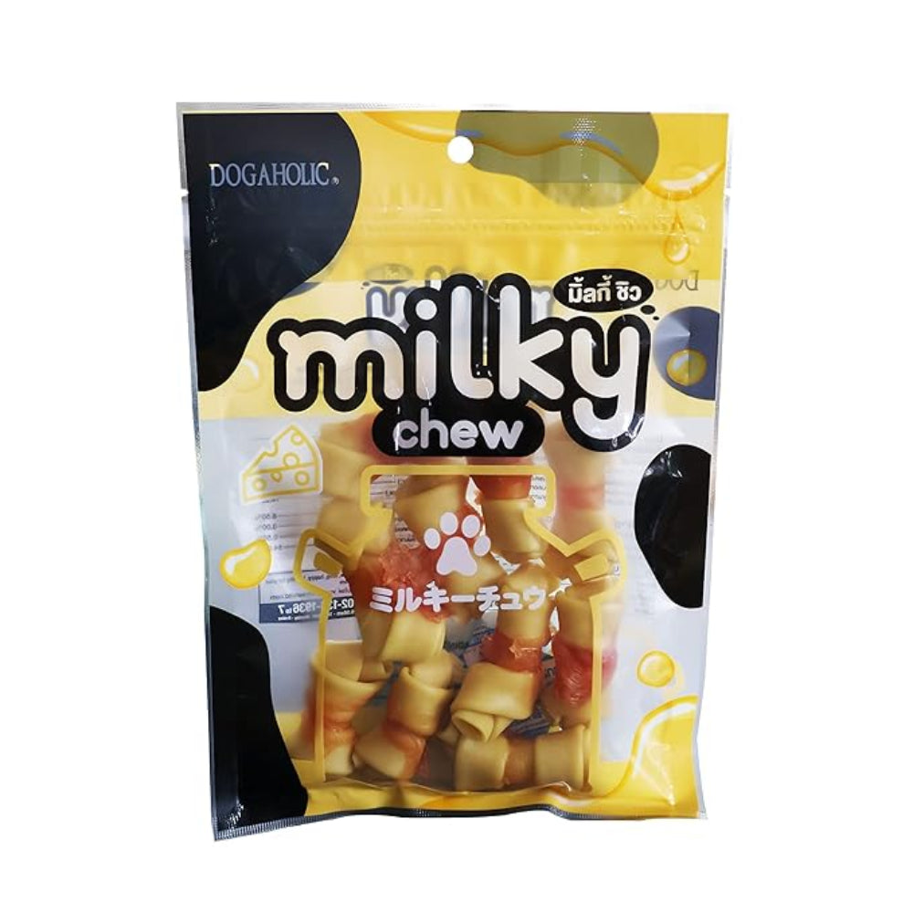 Dogaholic Milky Chew Cheese & Chicken Bone Dog Treats, Protein Rich Milky Snacks for Dogs of All Breeds. 140g