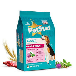 Mankind PetStar Adult Dry Dog Food | 3kg | Meat Flavour | Power of 20+ Ingredients|