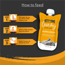 Load image into Gallery viewer, Kitty Yums Creamy Salmon &amp; Skipjack Cat Treat 80G

