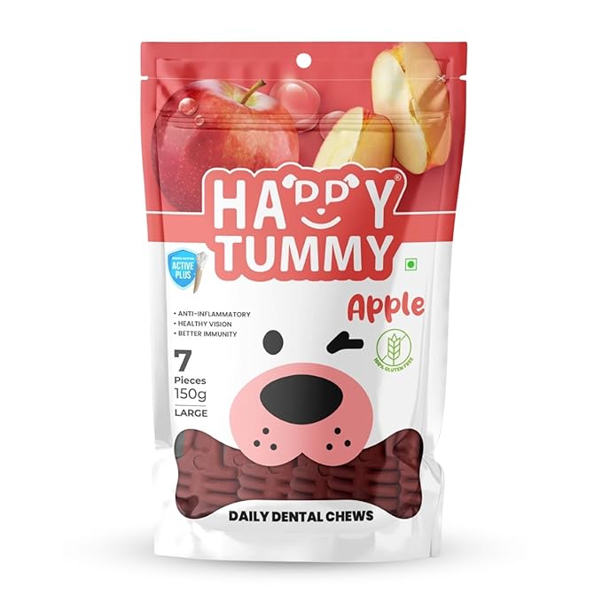 Happy Tummy Bone Treats For Medium to Large Dogs 21 Piece Apple Flavor | 150G Pack |`