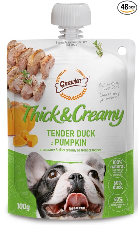 Gnawlers Thick & Creamy  Tender  Duck Pumpkin , 100g  Lickable Dog Treats