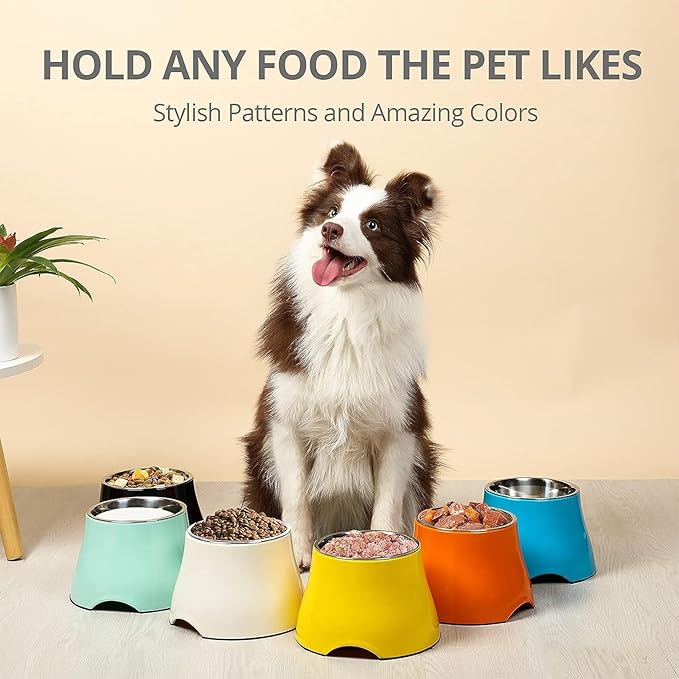 Melamine & Stainless Steel Elevated Bowl with Anti-Skid Base - Medium 520ml