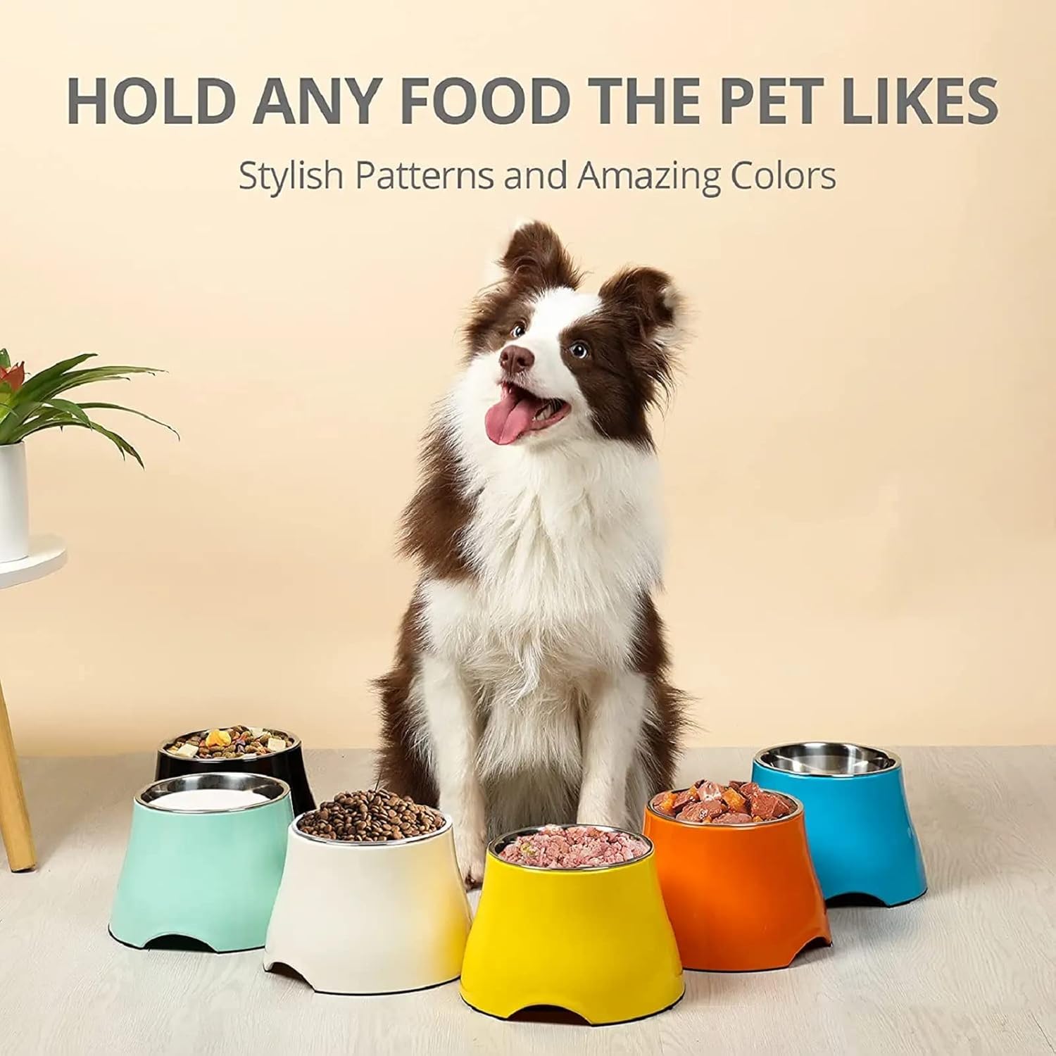 Melamine & Stainless Steel Elevated Bowl with Anti-Skid Base - Medium 520ml