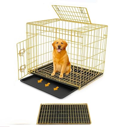 Premium Metalic Foldable & Portable Cage for Dogs | Golden Color |