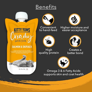 Kitty Yums Creamy Salmon & Skipjack Cat Treat 80G