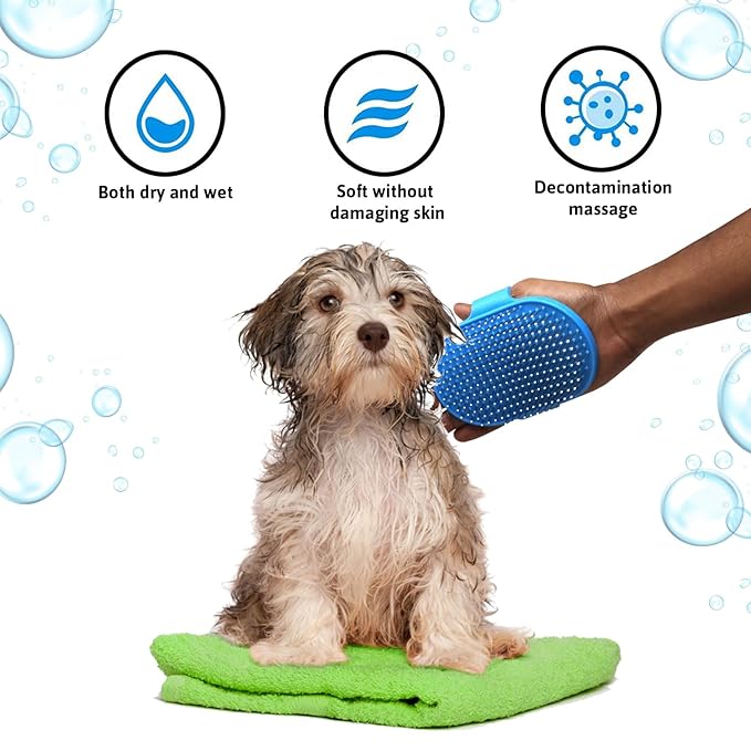 Petstreet Bath Pin Brush Glove with Circularity Handle for Cats and Dogs |
