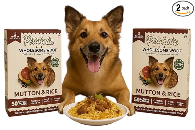 Petaholic Premium Mutton Biryani | Mutton & rice Meal For Dogs | 300G Pack Of 2|