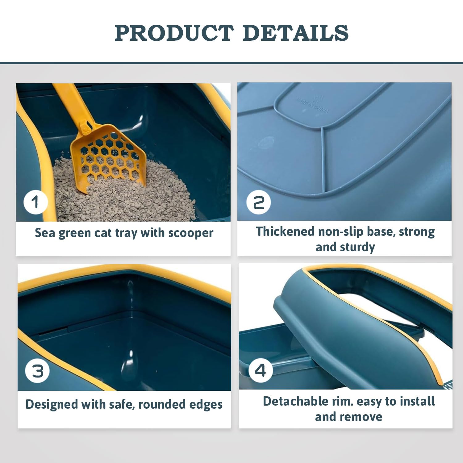 Premium Cat Litter Box Rim Tray with Scooper