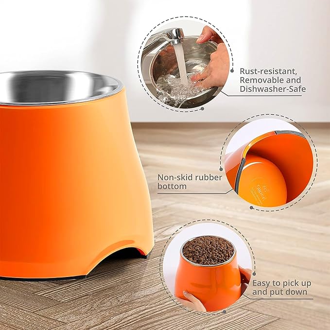 Melamine & Stainless Steel Elevated Bowl with Anti-Skid Base - Medium 520ml