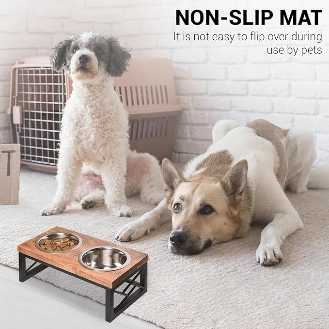 Petstreet Stainless Steel Dog food Bowl With Solid Wood Top | 750ML Each |