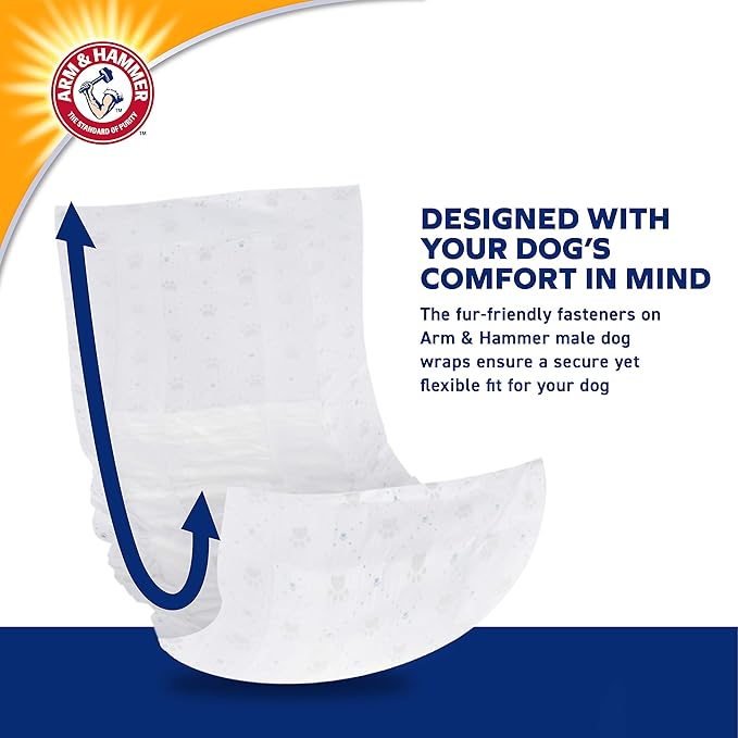 Arm & Hammer Ultra-Absorbent, Adjustable Male Dog Diapers with Leak-Proof Protection | 12 Ct |