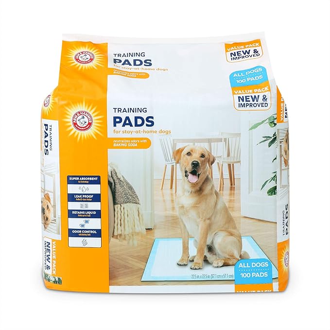 Arm & Hammer Puppy Training Pads with Attraction, Leak-Proof and Odor Control,(100 Pads) (57.1cm x 57.1cm)