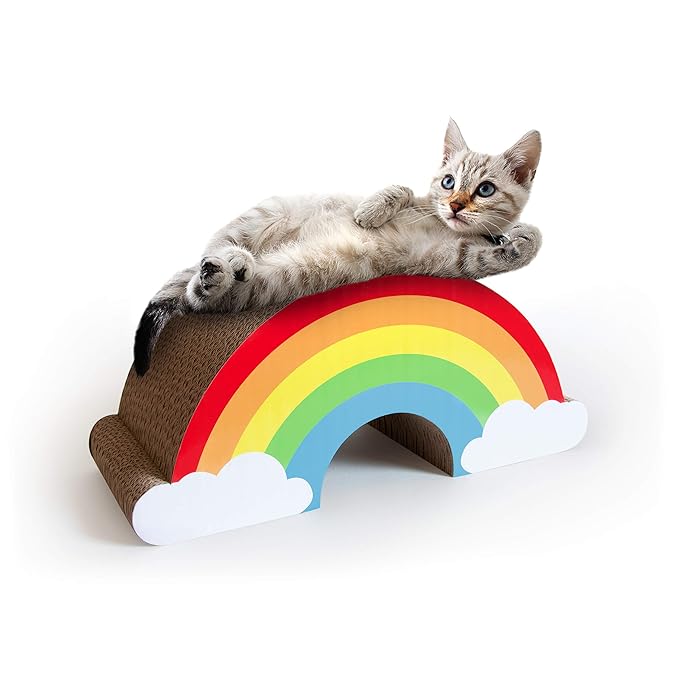 Cat Scratching Rainbow | Cardboard Cat Scratcher | 47L x 47W x 18.7H |