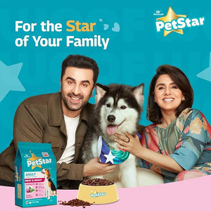 Mankind PetStar Adult Dry Dog Food | 3kg | Meat Flavour | Power of 20+ Ingredients|