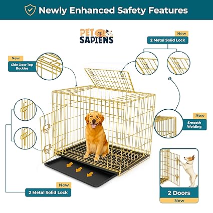 Premium Metalic Foldable & Portable Cage for Dogs | Golden Color |
