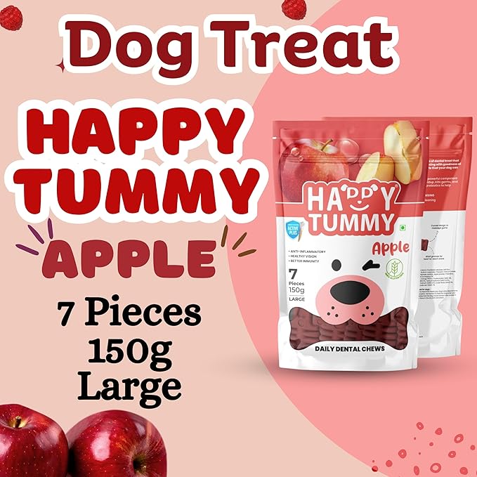 Happy Tummy Bone Treats For Medium to Large Dogs 21 Piece Apple Flavor | 150G Pack |`