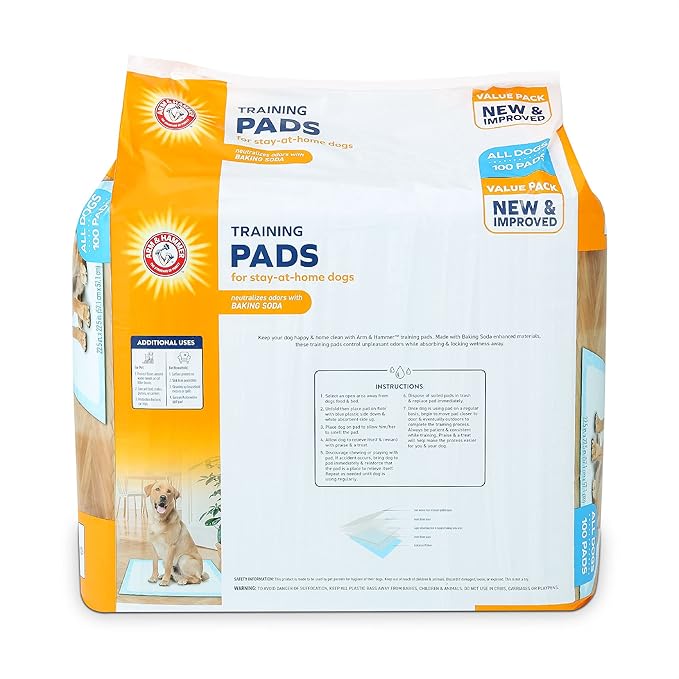 Arm & Hammer Puppy Training Pads with Attraction, Leak-Proof and Odor Control,(100 Pads) (57.1cm x 57.1cm)