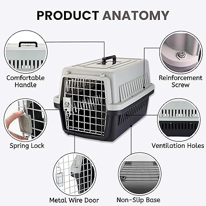 Portable Pet Carrier Crate with Handle (Fiber Cage - Large) (57 x 37 x 35cm)