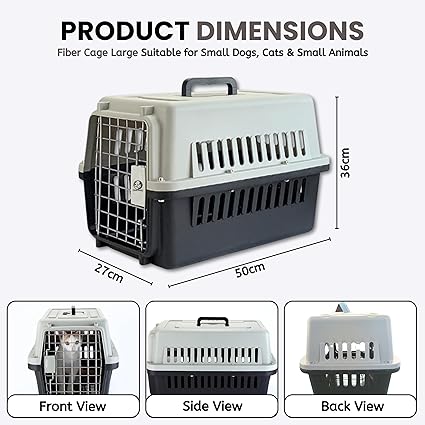 Portable Pet Carrier Crate with Handle (Fiber Cage - Large) (57 x 37 x 35cm)