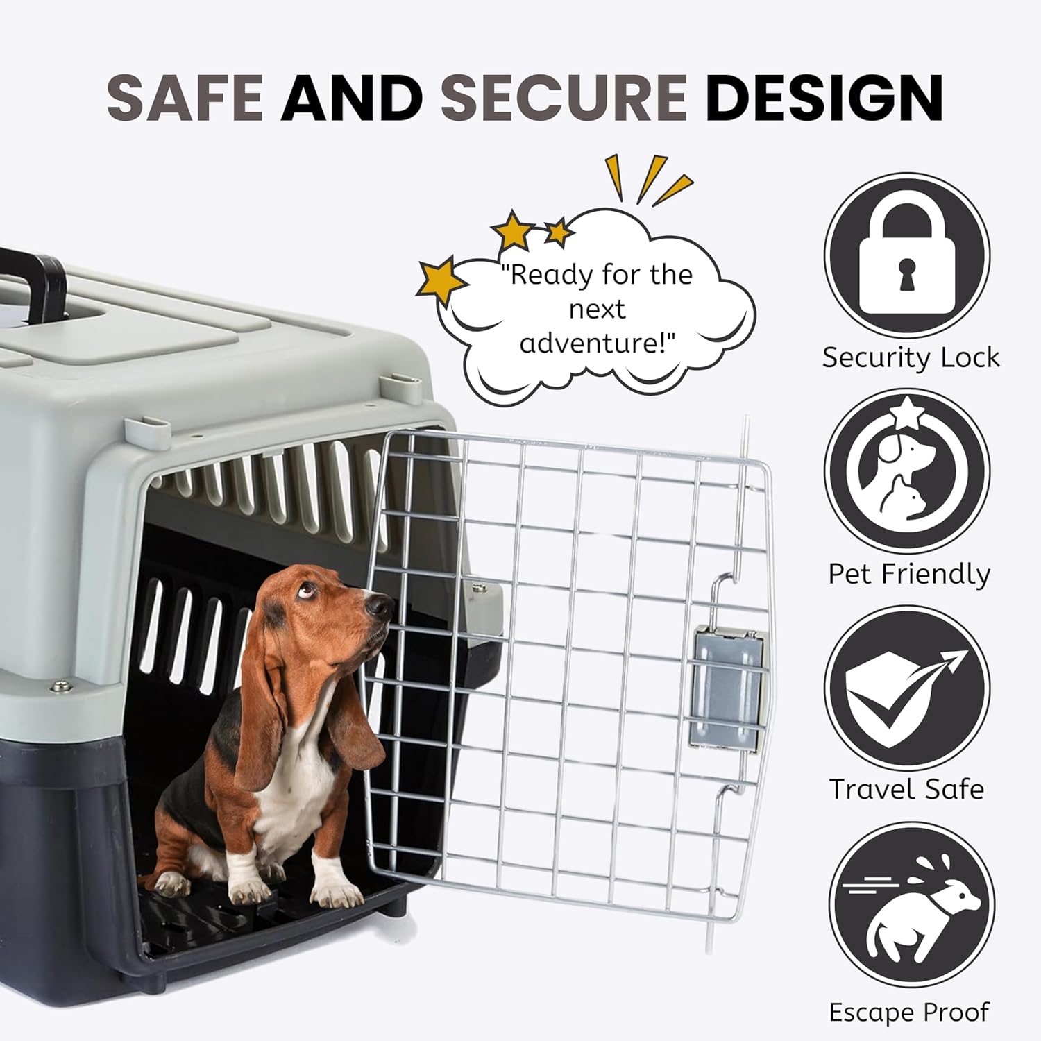 Portable Pet Carrier Crate with Handle (Fiber Cage - Large) (57 x 37 x 35cm)