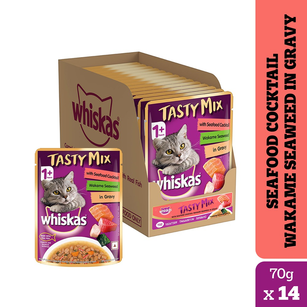 Whiskas Tasty Mix Seafood Cocktail In Gravy 70g