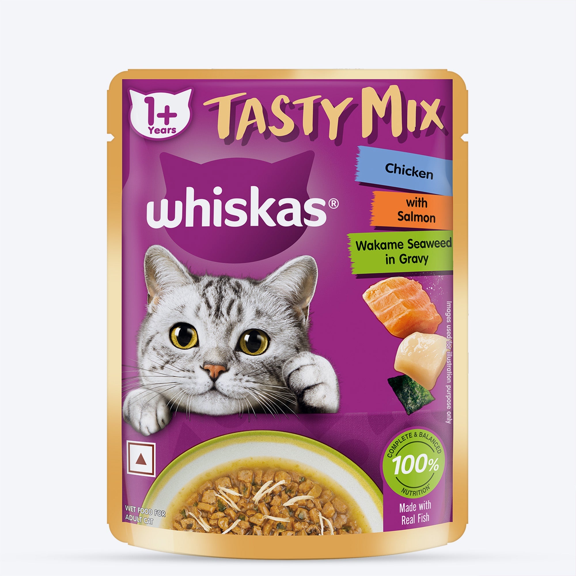 Whiskas Tasty Mix Chicken & Salmon Wakame In Gravy 70g