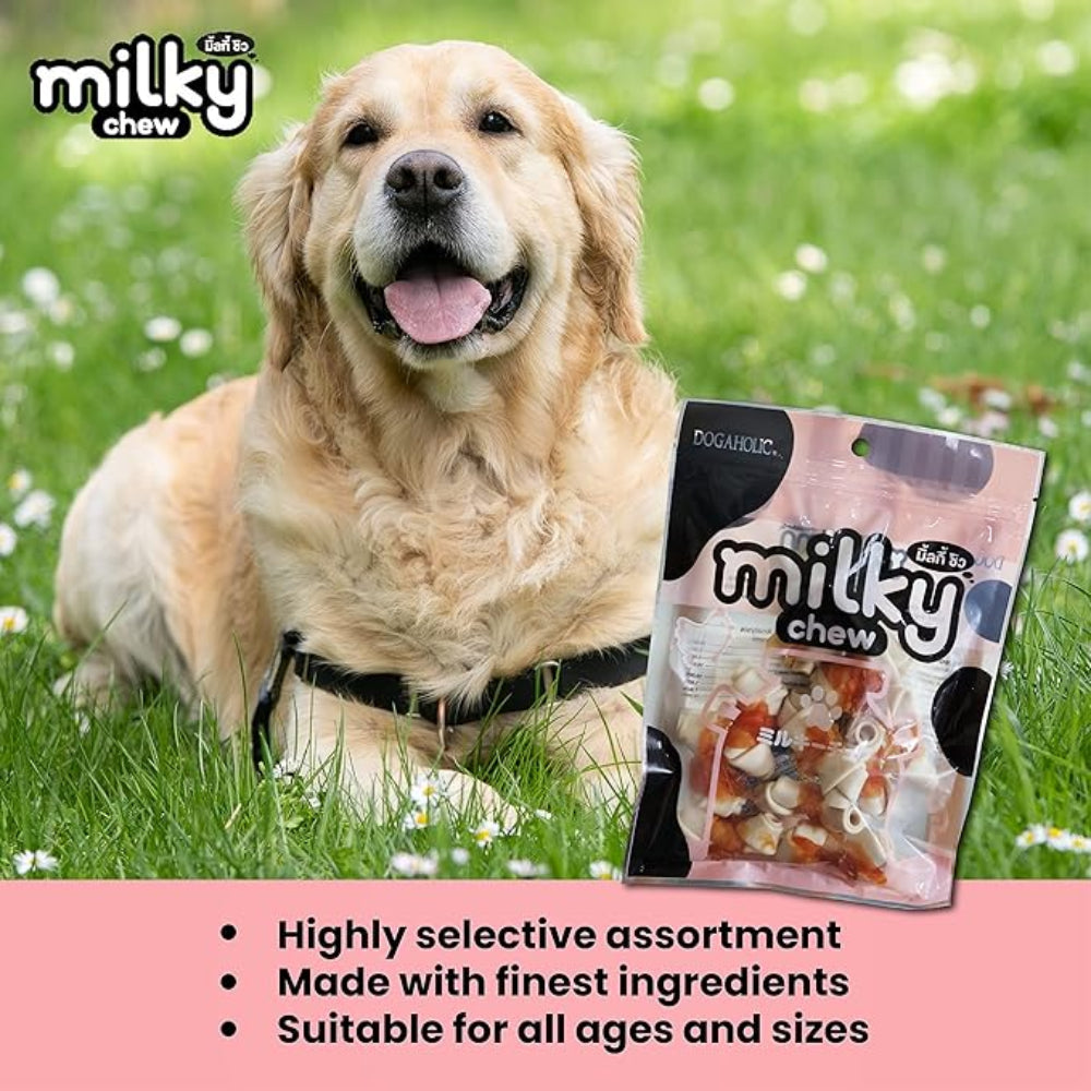 Dogaholic Milky Chew Bone Dog Treat Chicken & Milk 140g
