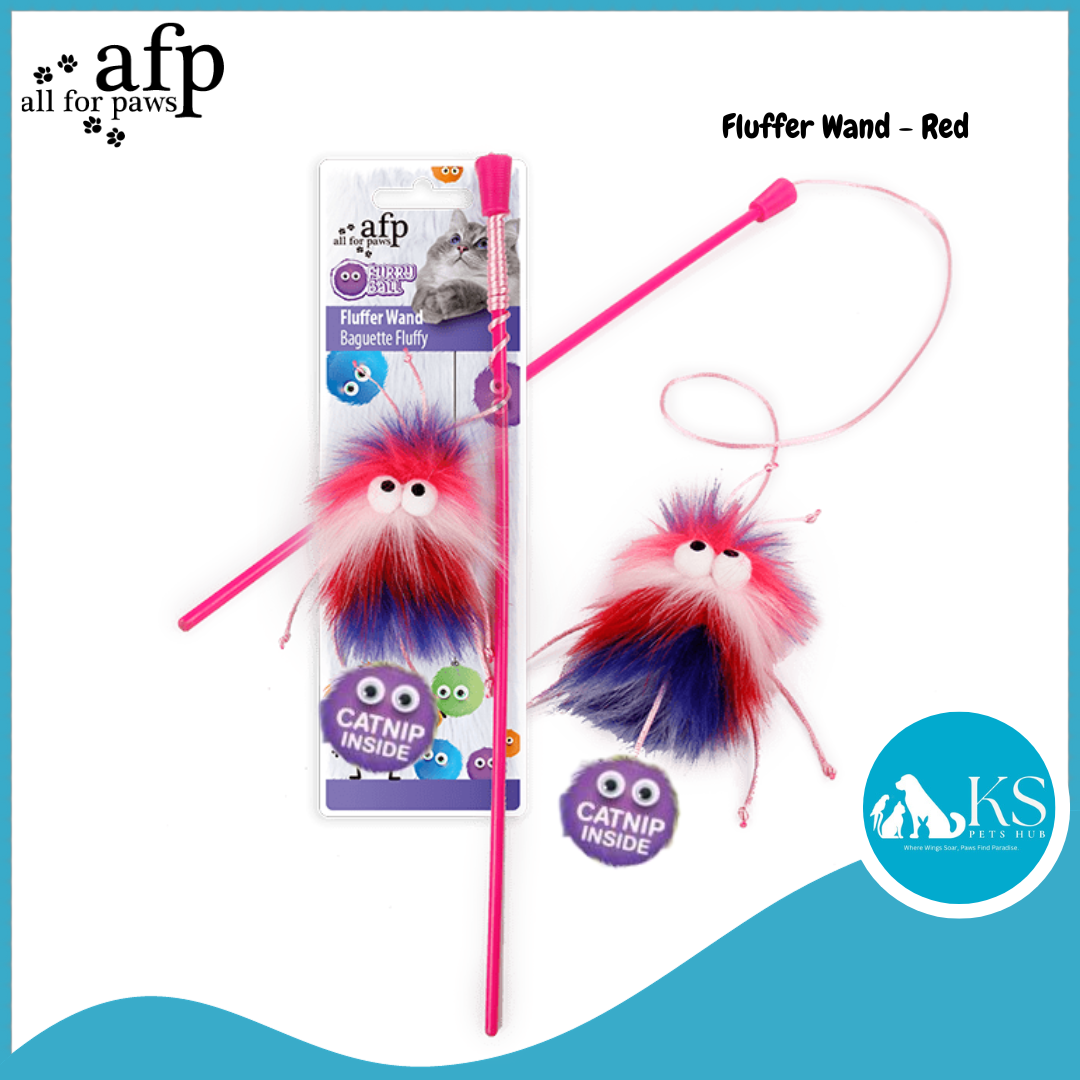 AFP - Cat Toys - Furry Ball-Fluffer - Wand - Red