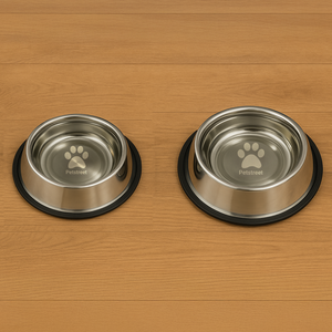 Petstreet Stainless Steel Dog Bowl, Dog  Food Bowl, Dog FeedingBowl| Anti-Slip Base, Scratch-Resistant & Dishwasher Safe | Food & Water Bowls for Cats & Dogs | Pet Dinner Set | Set of 2|