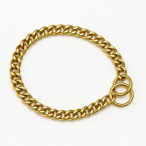 PETSTREET New Heavy Duty Diamond Cut Brass Choke Chain Golden | Ideal for Training and Walking Aggressive Dogs and Puppies | 4mm, 60Cm| Rustproof, Durable Brass Choke Dog Collar|