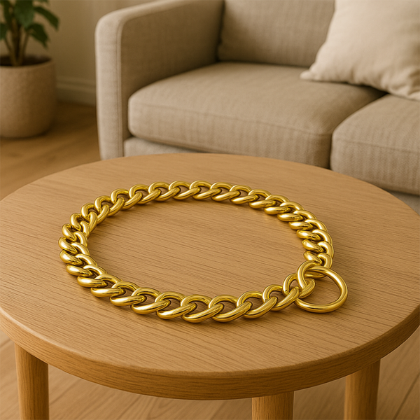 PETSTREET New Heavy Duty Diamond Cut Brass Choke Chain Golden | Ideal for Training and Walking Aggressive Dogs and Puppies | 4mm, 60Cm| Rustproof, Durable Brass Choke Dog Collar|