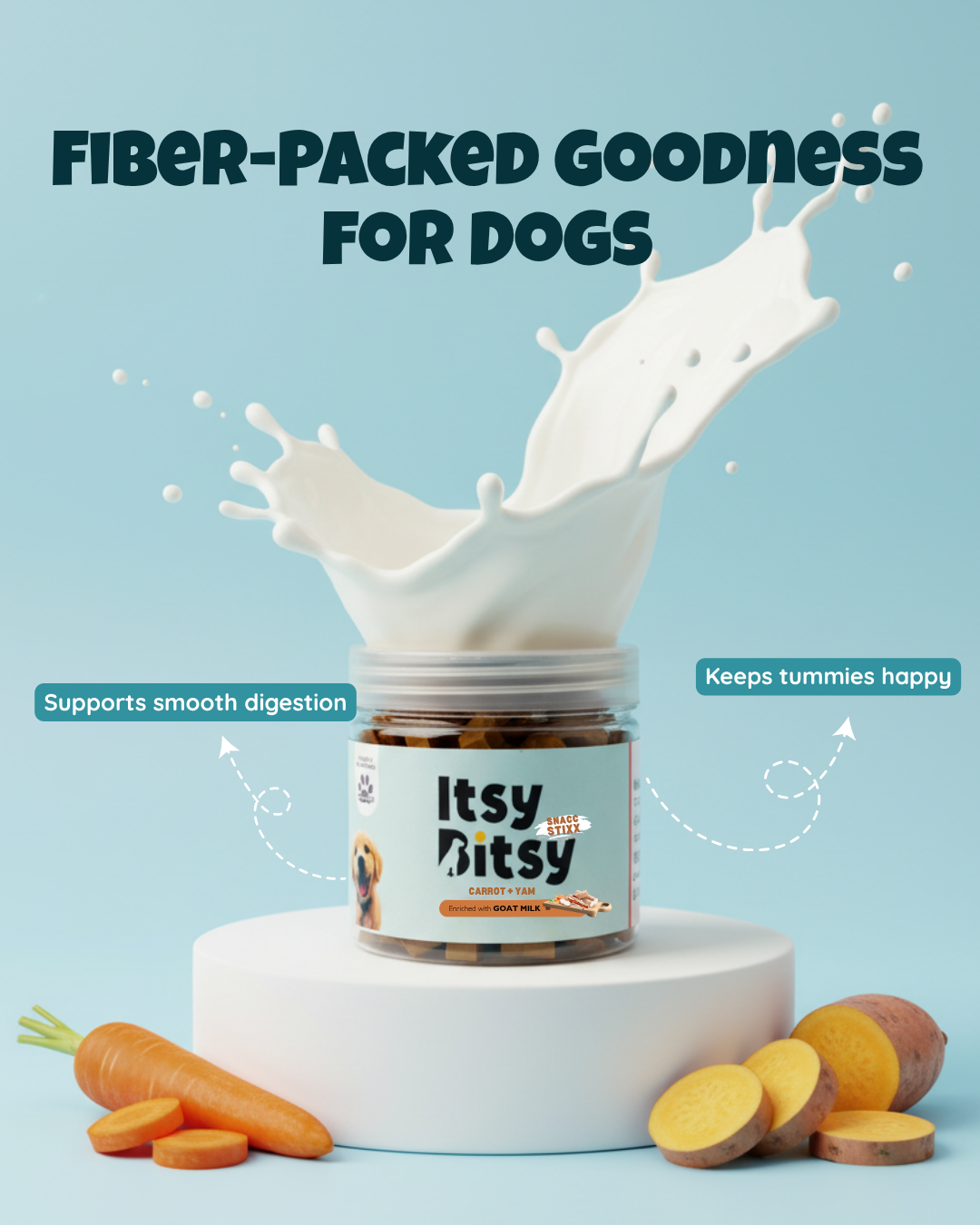 Yummers Itsy-Bitsy Snacks Stix - Carrot & Yam with Goat Milk 220gm